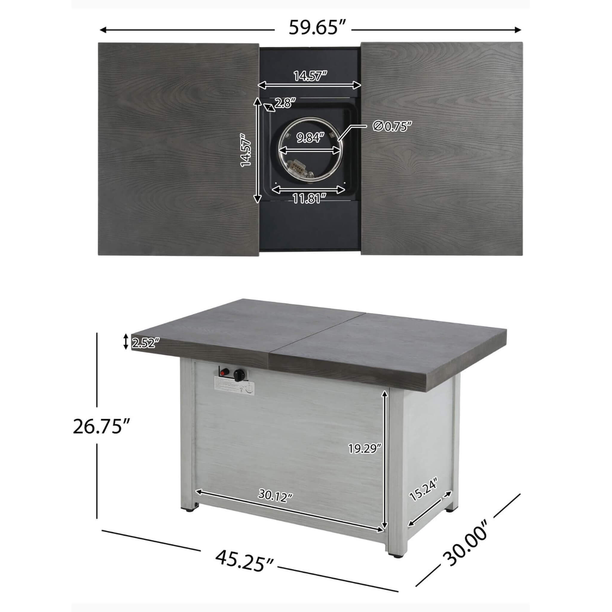 Premium 50K BTU Rectangle Outdoor Aluminum Fire Pit Table
