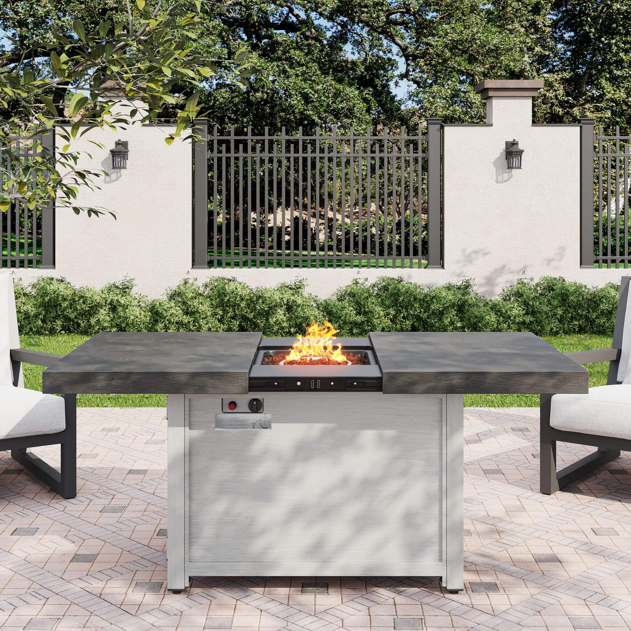 Premium 50K BTU Rectangle Outdoor Aluminum Fire Pit Table