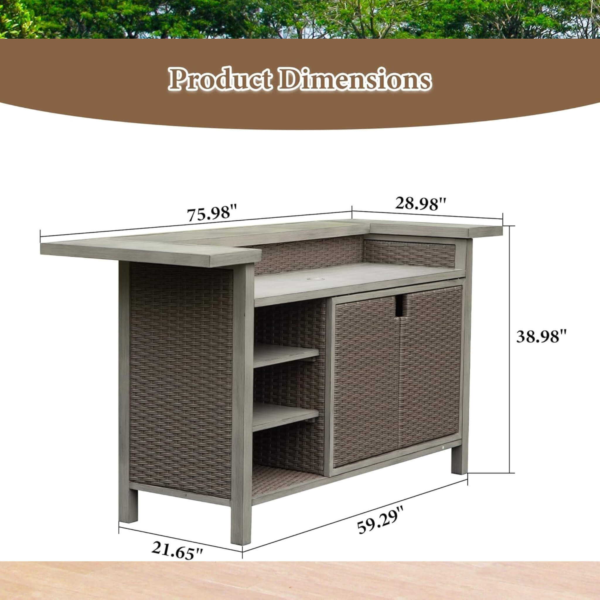Premium All-Weather Spacious Outdoor Patio Bar Table With Aluminum Frame