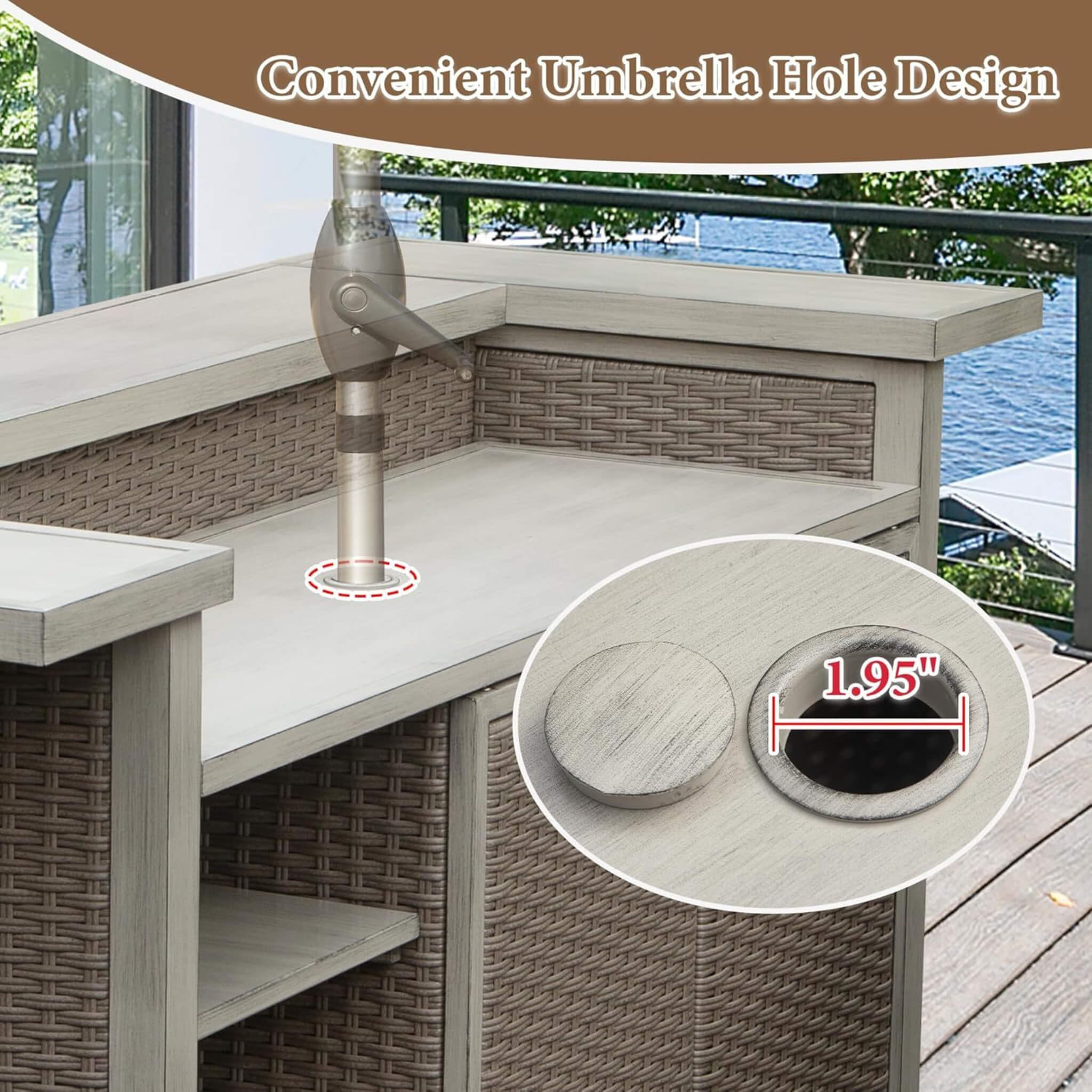 Premium All-Weather Spacious Outdoor Patio Bar Table With Aluminum Frame