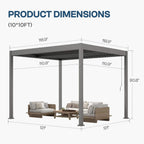 Aluminum Louvered Pergola Kit With Adjustable Roof & Drainage