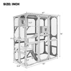 Outdoor Cat Enclosure With Sleeping Houses, Jumping Platforms, & Scratching Post