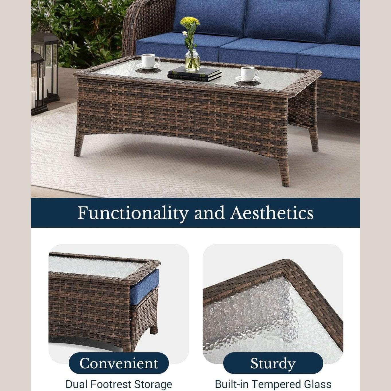 Luxury Outdoor Patio Furniture Set with Thick Cushions
