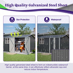10 X 8FT Outdoor Steel Storage Shed with Clear Window & Lockable Doors