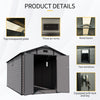8x14 FT Plastic Outdoor Storage Shed - Lockable Resin Tool Shed with 2 Window & 3 Air vents