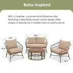 Bohemia-Inspired 4-Person Outdoor Seating Group With Removable Cushions