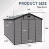 8x14 FT Plastic Outdoor Storage Shed - Lockable Resin Tool Shed with 2 Window & 3 Air vents