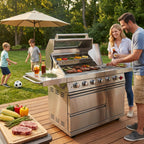75300 BTU 6 Burners Deluxe Stainless Steel Gas Outdoor Kitchen Barbecue Island Grill
