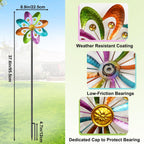 Metal Wind Spinners Outdoor, 360Â° Wind Sculpture Spinner with Metal Stake, Waterproof Spinners Green Kinetic Wind Spinner for Yard Lawn Decor (A- Colourful 1PC)