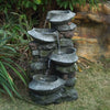 4 Tier Poly resin Cascading Rock Bowl Freestanding Fountain With LED Ligh - Gray