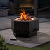 Sunjoy 28 in Smokeless Fire Pit with Removable Ash Pan, Outdoor Portable Wood Burning Fireplace with PVC Cover and Fire Poker ,Ideal for Camping, Bonfire, and Backyard, Black