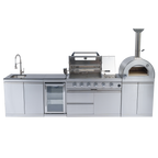 125" 10,8000 BTU 4-Burner Outdoor Kitchen Island Grill with Pizza Oven