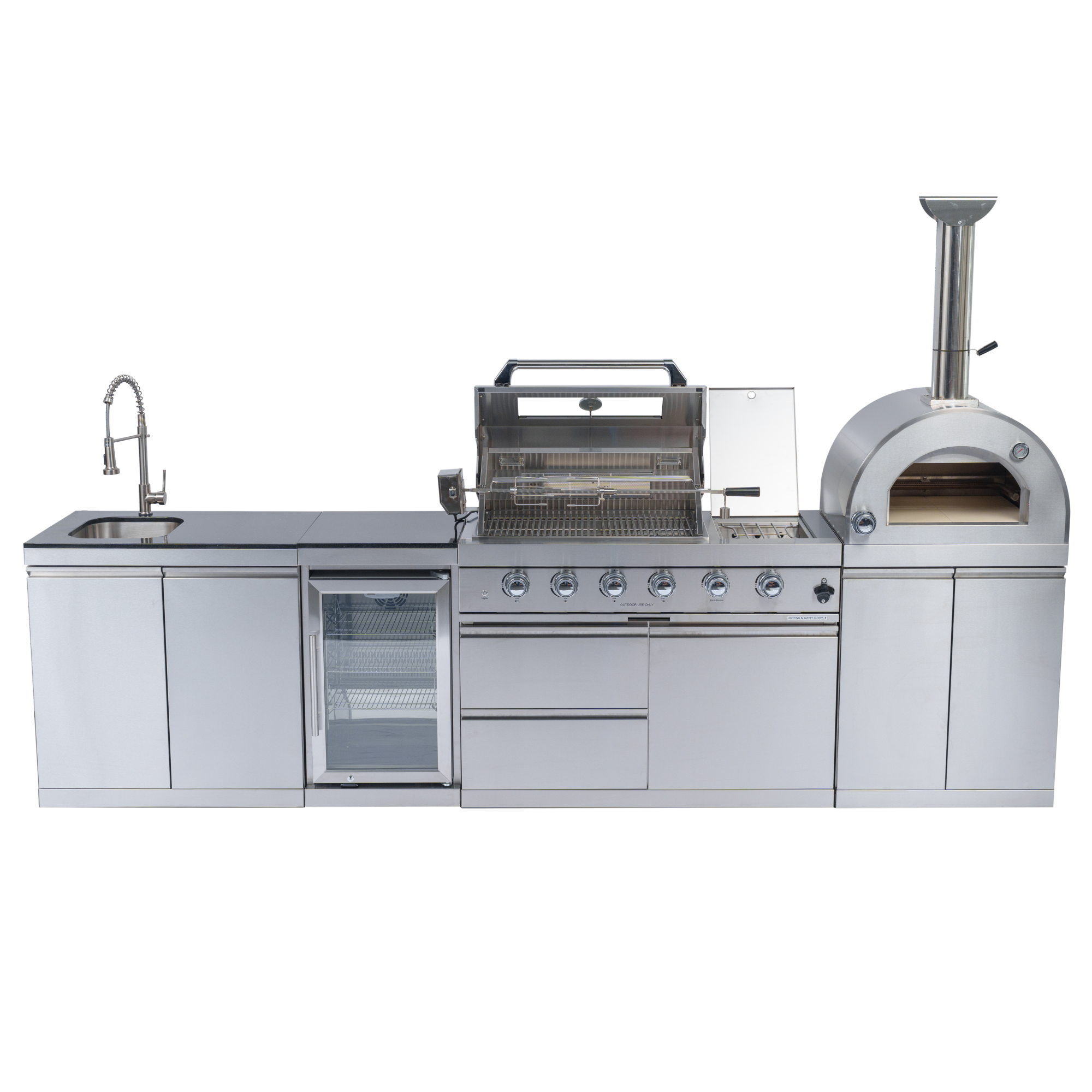125" 10,8000 BTU 4-Burner Outdoor Kitchen Island Grill with Pizza Oven