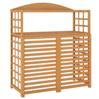 Outsunny Wood Air Conditioner Fence, Outdoor Privacy Screen Potting Table
