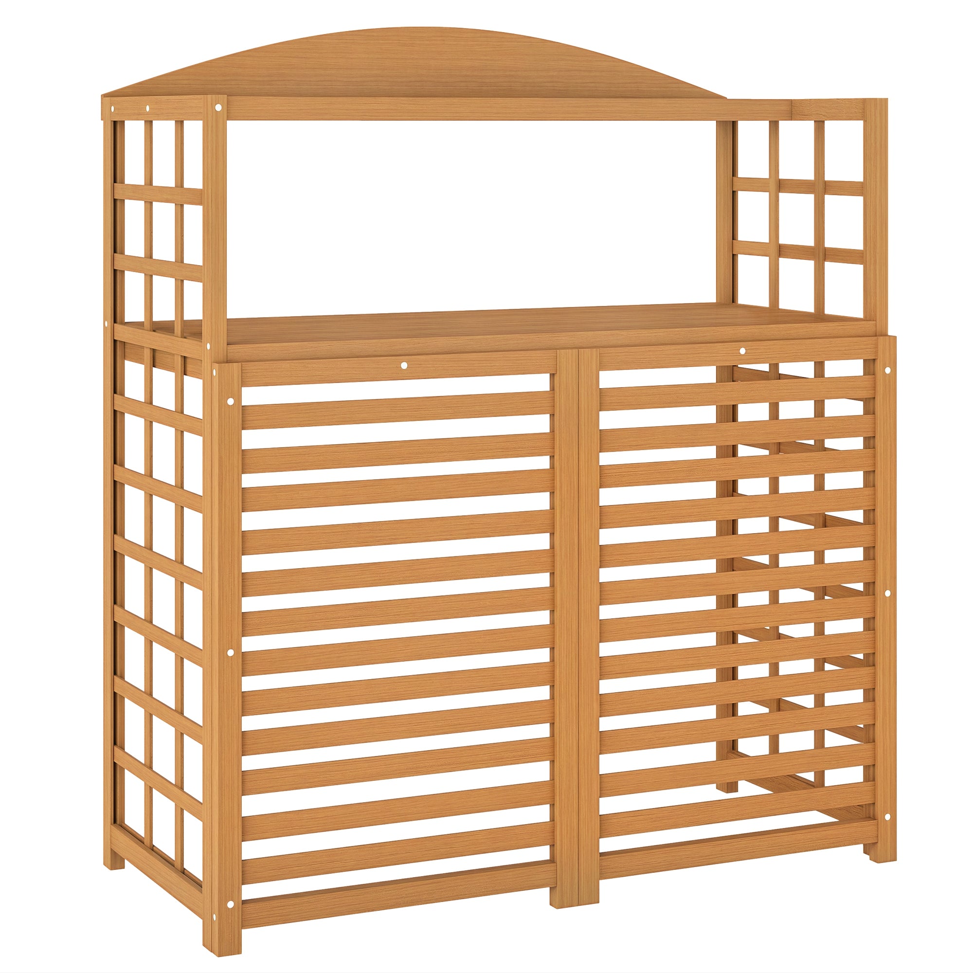 Outsunny Wood Air Conditioner Fence, Outdoor Privacy Screen Potting Table