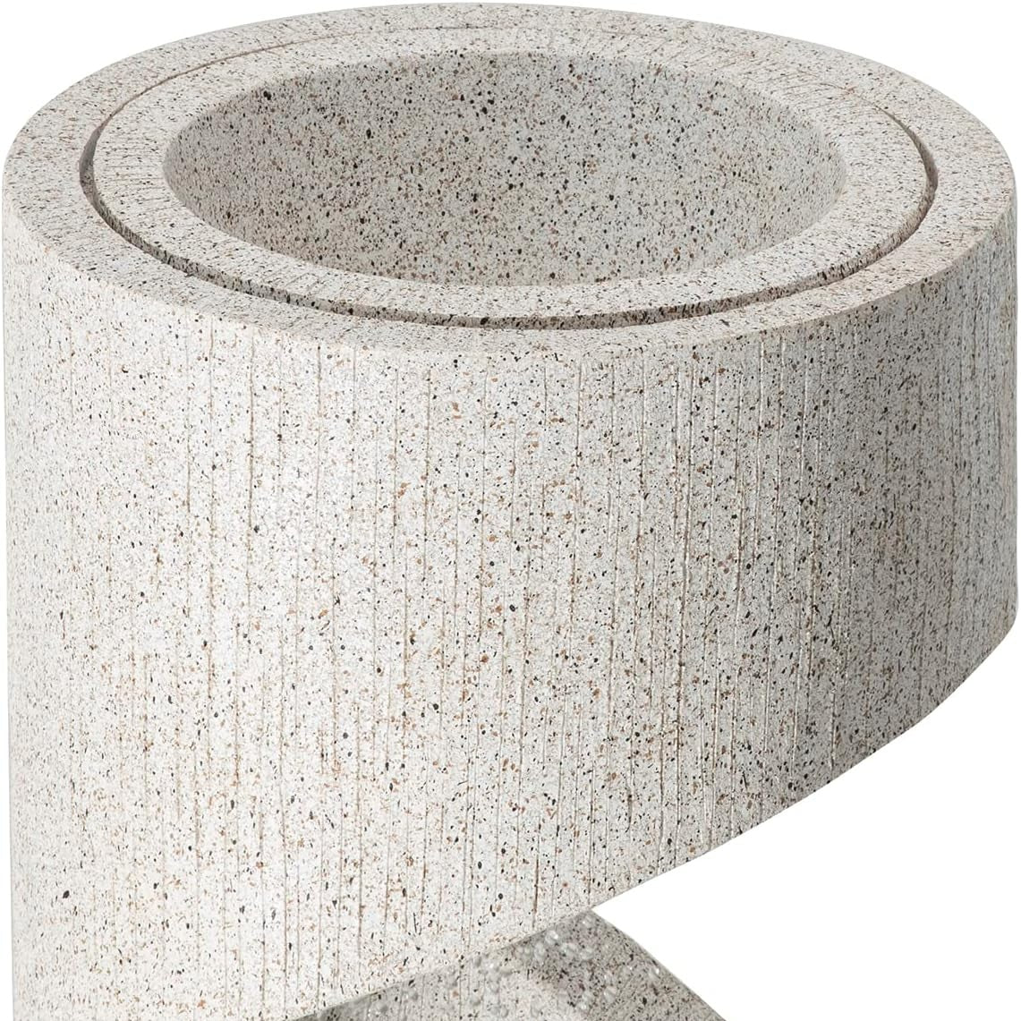 Outdoor Water Fountain with LED Light, Modren Curved Waterfall Fountain with Stone Planter, Faux Terrazzo Spiral Shaped Outdoor Fountains Water Feature for Garden Patio Deck Porch, 40.25â€H