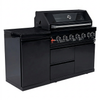 Black 6-Burner 85000 BTU Deluxe Stainless Steel Propane Gas Outdoor Kitchen Barbecue Island Grill with Marble