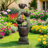 40" Tall Outdoor Water Fountain and Waterfalls - Large Garden Fountain with LED Lights, 4-Tier Crocks, Indoor and Outdoor Fountains for Garden, Patio, Deck, Porch, Backyard and Home, Gray