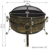 Cauldron 24 In. X 23 In. round Steel Wood Fire Pit with Spark Screen in Black