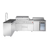 95.8"  6+1 Burner 95,500 BTU Outdoor Kitchen Island Grill Silver + Sink + Refrigerator + Bar Table