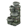 4 Tier Poly resin Cascading Rock Bowl Freestanding Fountain With LED Ligh - Gray