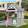 Gray Cedar Outdoor Playhouse With Realistic Kitchen