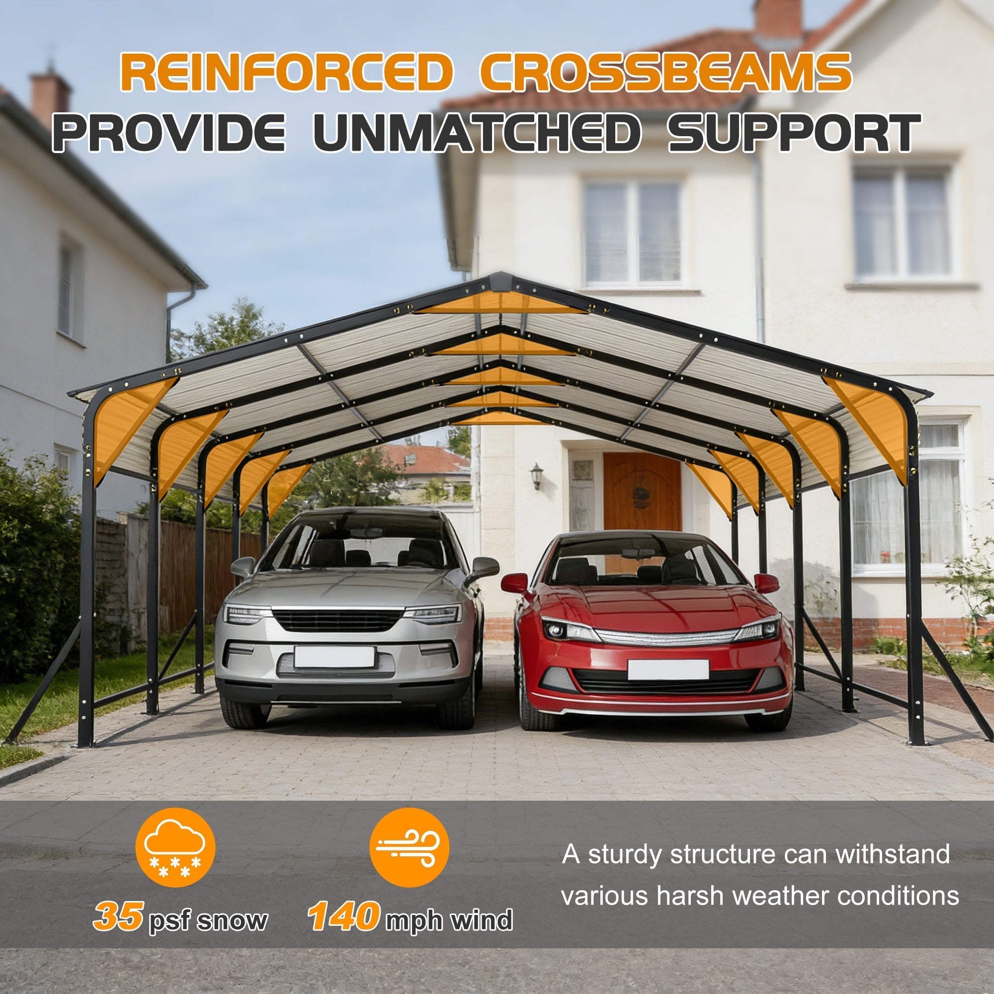 20'x20' Galvanized Steel Carport Canopy