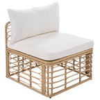 7 Pieces Outdoor Patio Furniture, All-Weather Rattan Sectional Sofa Set with table