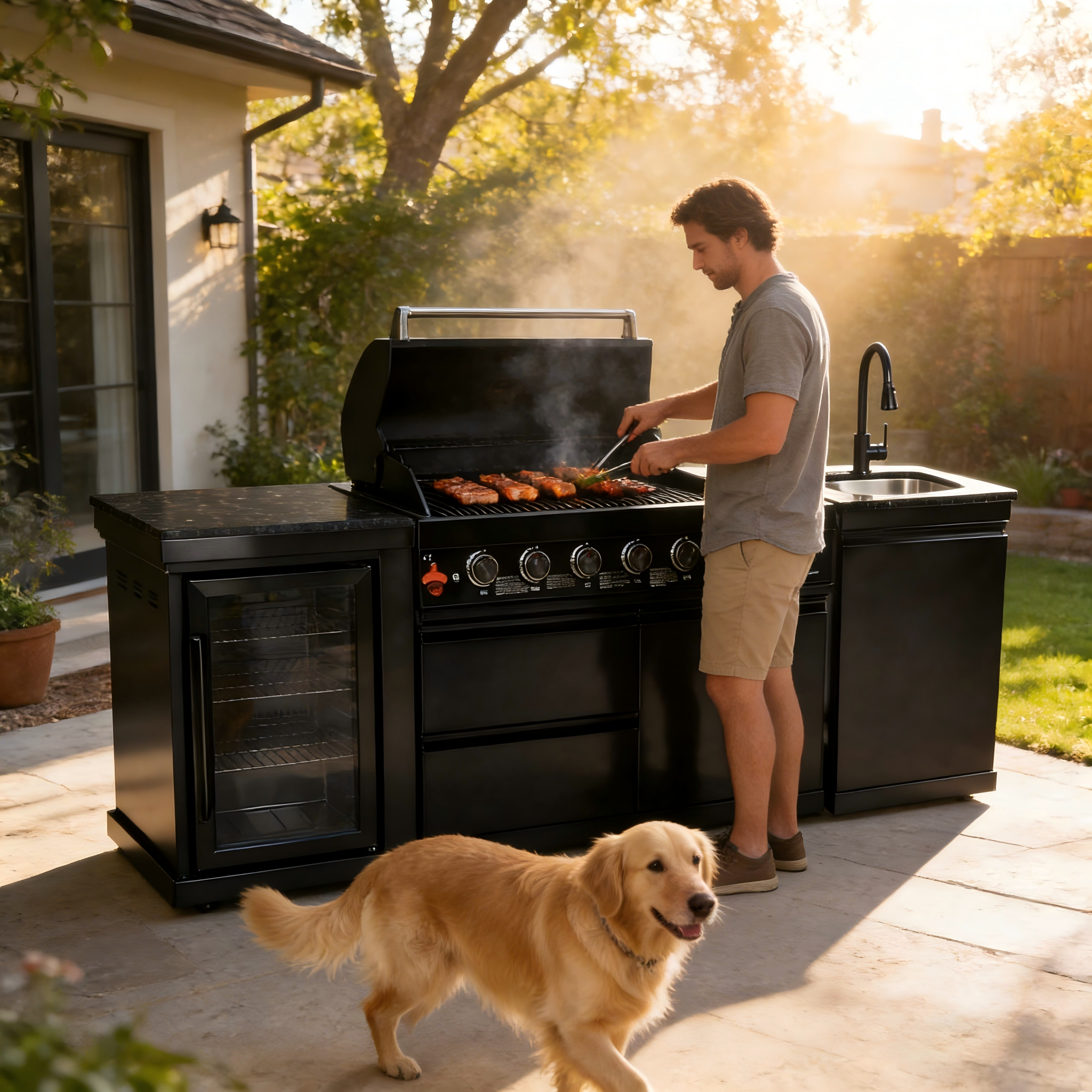 6-Burner Stainless Steel Propane Gas Outdoor Kitchen Barbecue Island Grill