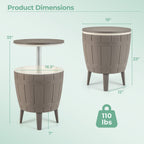 10 Gallon Cooler Bar Table Outdoor Coffee Table Ice Bucket with Telescopic Tabletop for cold drinks