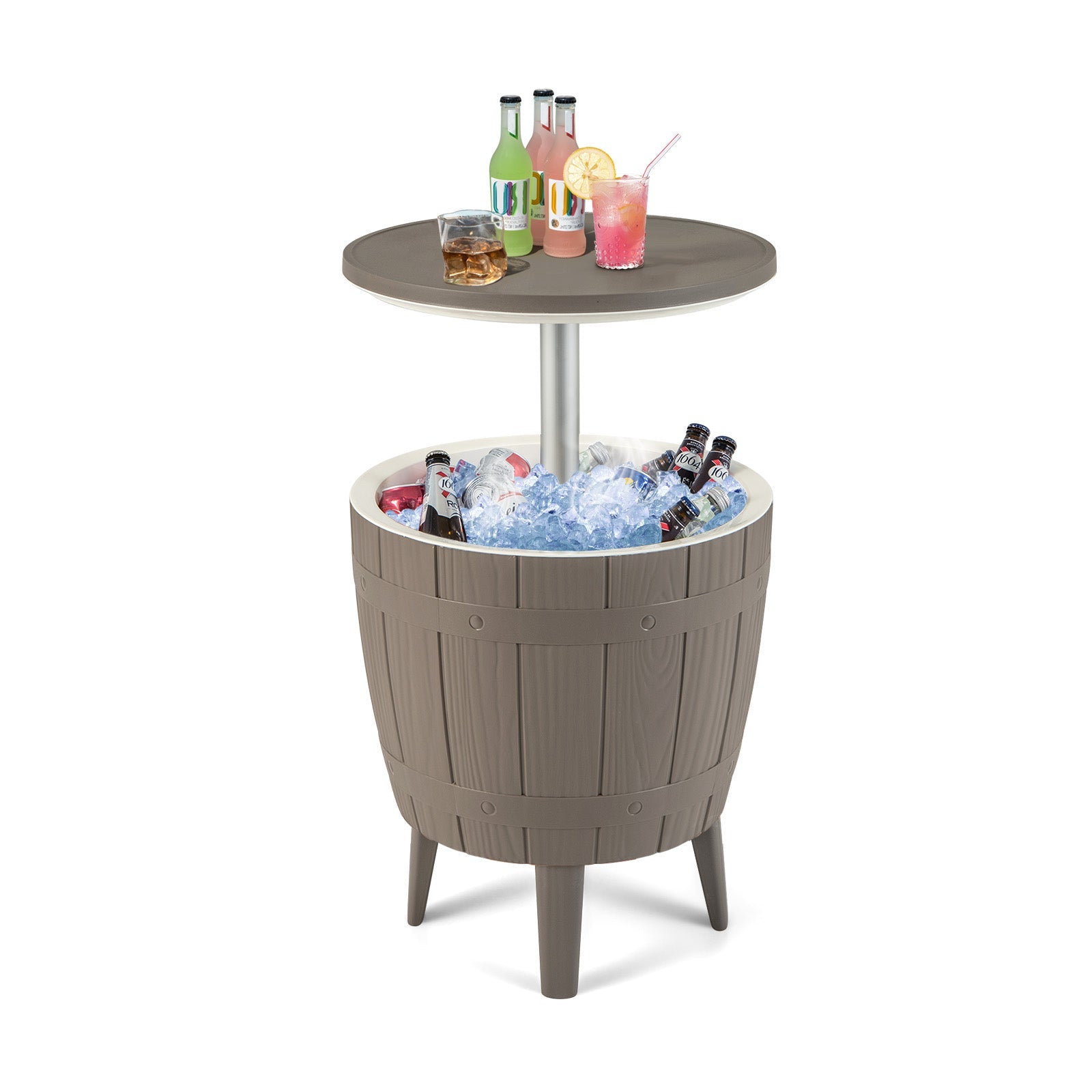 10 Gallon Cooler Bar Table Outdoor Coffee Table Ice Bucket with Telescopic Tabletop for cold drinks