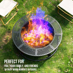 36 Inch Fire Pit with Grill,Wood Burning Fire Pits for outside with Lid& Fire Poker,Round Metal Firepit Table 3 in 1 with Cooking Grate,Outdoor Firepits for Yard Patio Bonfire Camping(Black)