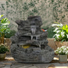 4-Tier Concrete Rock Waterfall Fountain with LED Lights