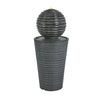 31.5" Tall Striped Column Fountain With LED Light - Designed For Outdoor Spaces - Gray