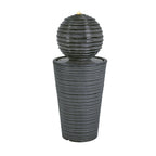 31.5" Tall Striped Column Fountain With LED Light - Designed For Outdoor Spaces - Gray