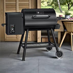 KingChii - 456 Sq. In. Wood Pellet Grill and Smoker BBQ with PID Auto Temperature Control in Black