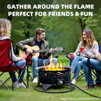 24 Inch Portable Propane Fire Pit with Grill, 60000 BTU Outdoor Gas Firepit with Lava Rocks & Adjustable Flame, Smokeless Gas Firebowl for Backyard, Camping & Gatherings