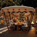 Outdoor Waterproof Solid Wood Picnic Table and Bench Set with Removable Canopy