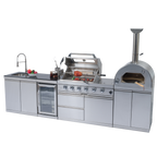 125" 10,8000 BTU 4-Burner Outdoor Kitchen Island Grill with Pizza Oven