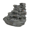 4-Tier Concrete Rock Waterfall Fountain with LED Lights