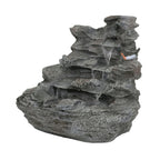 4-Tier Concrete Rock Waterfall Fountain with LED Lights