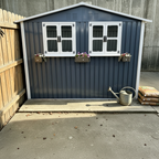 6x9 FT Outdoor Metal Storage Shed with Window & Flower Rack