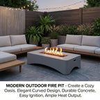56' Propane Fire Pit Table - Rectangular Outdoor Gas Fire Pit - Light Gray