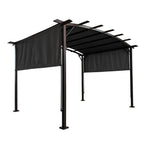 12' x 9' Outdoor Patio Pergola Gazebo - Steel Frame Sun Shelter With Retractable Canopy