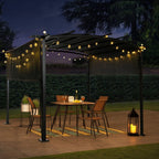 12' x 9' Outdoor Patio Pergola Gazebo - Steel Frame Sun Shelter With Retractable Canopy