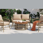 Bohemia-Inspired 4-Person Outdoor Seating Group With Removable Cushions