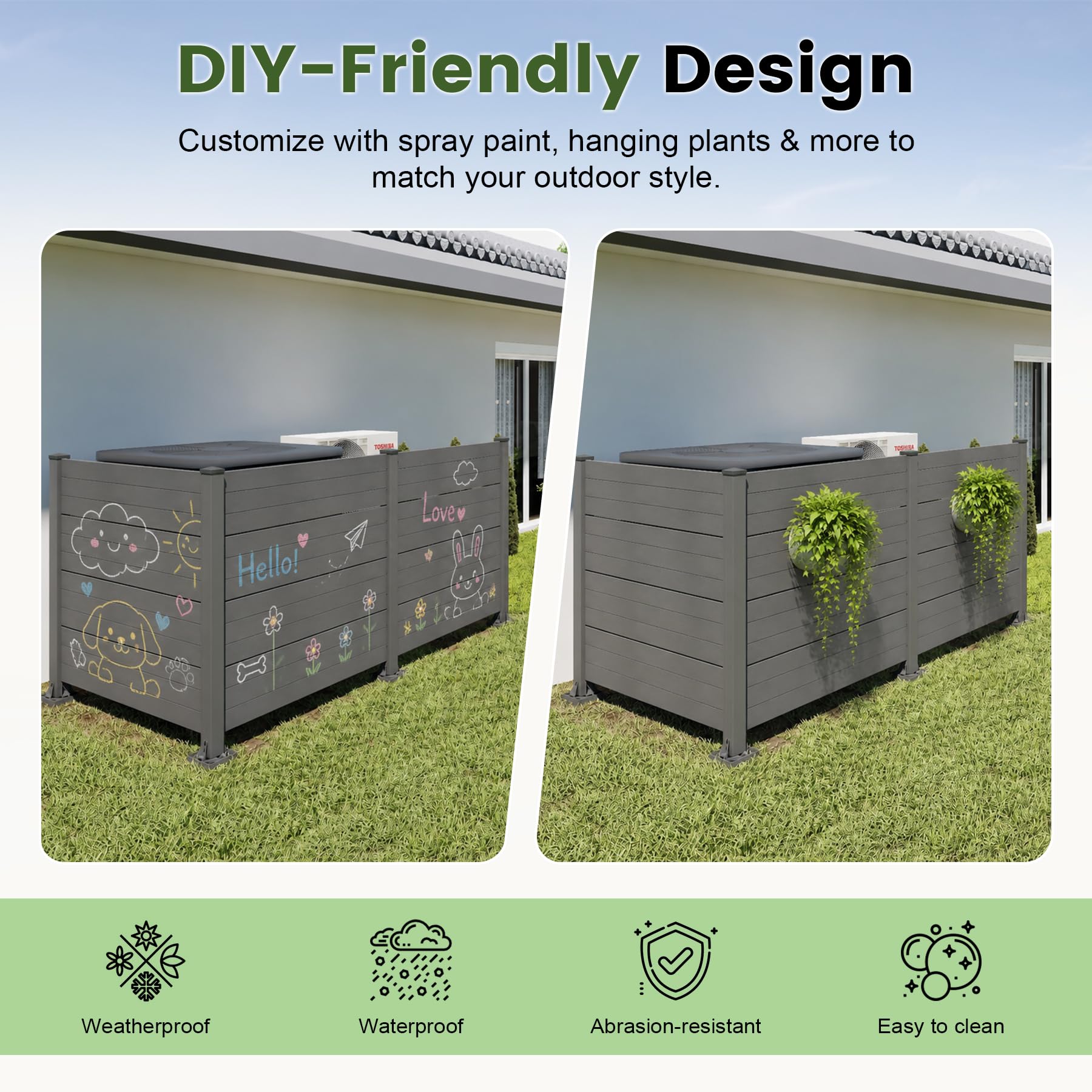 50" W x 49" H Outdoor Privacy Screen with Aluminum Posts