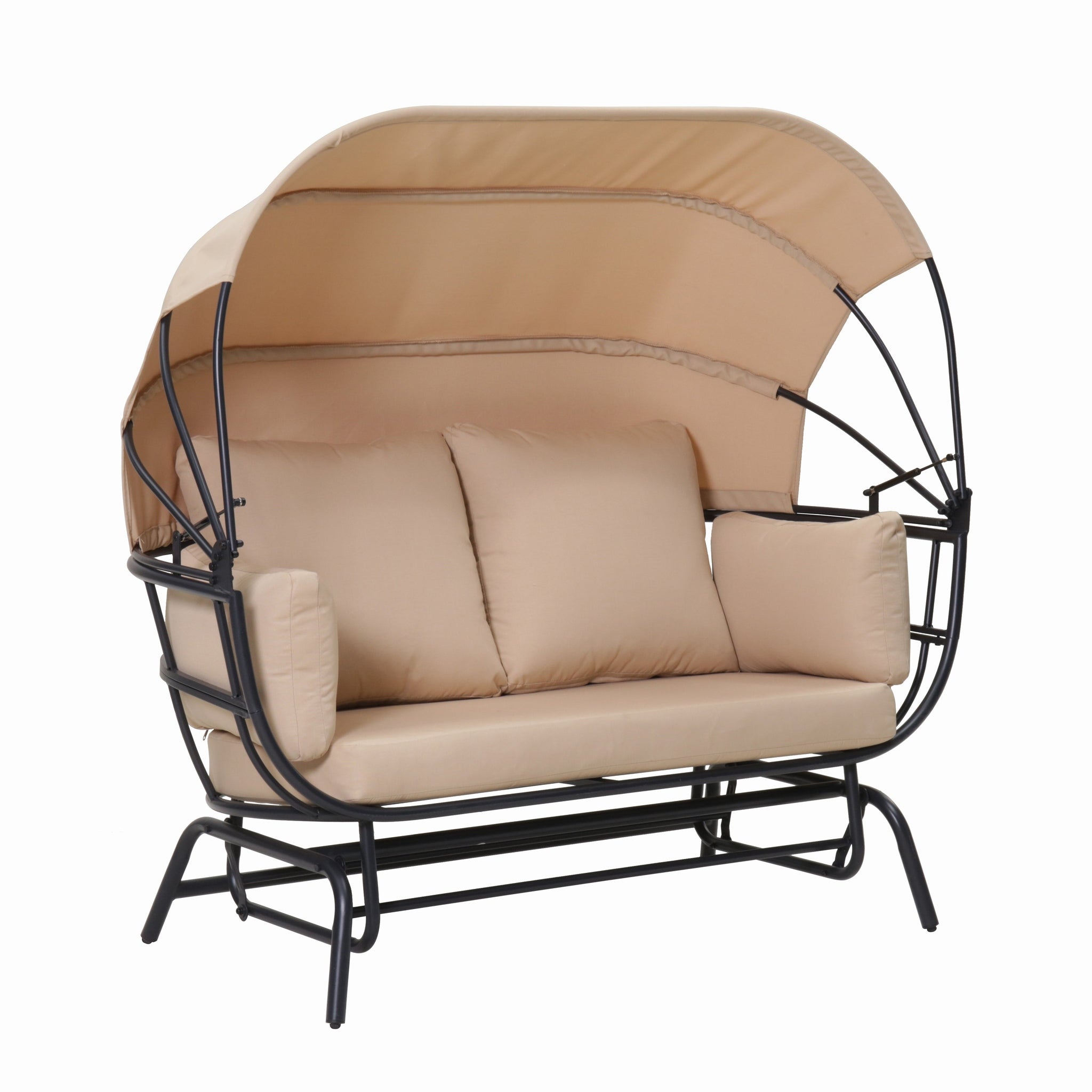 2-Person Outdoor Glider Swing Chair with Adjustable Canopy