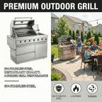 75300 BTU 6 Burners Deluxe Stainless Steel Gas Outdoor Kitchen Barbecue Island Grill
