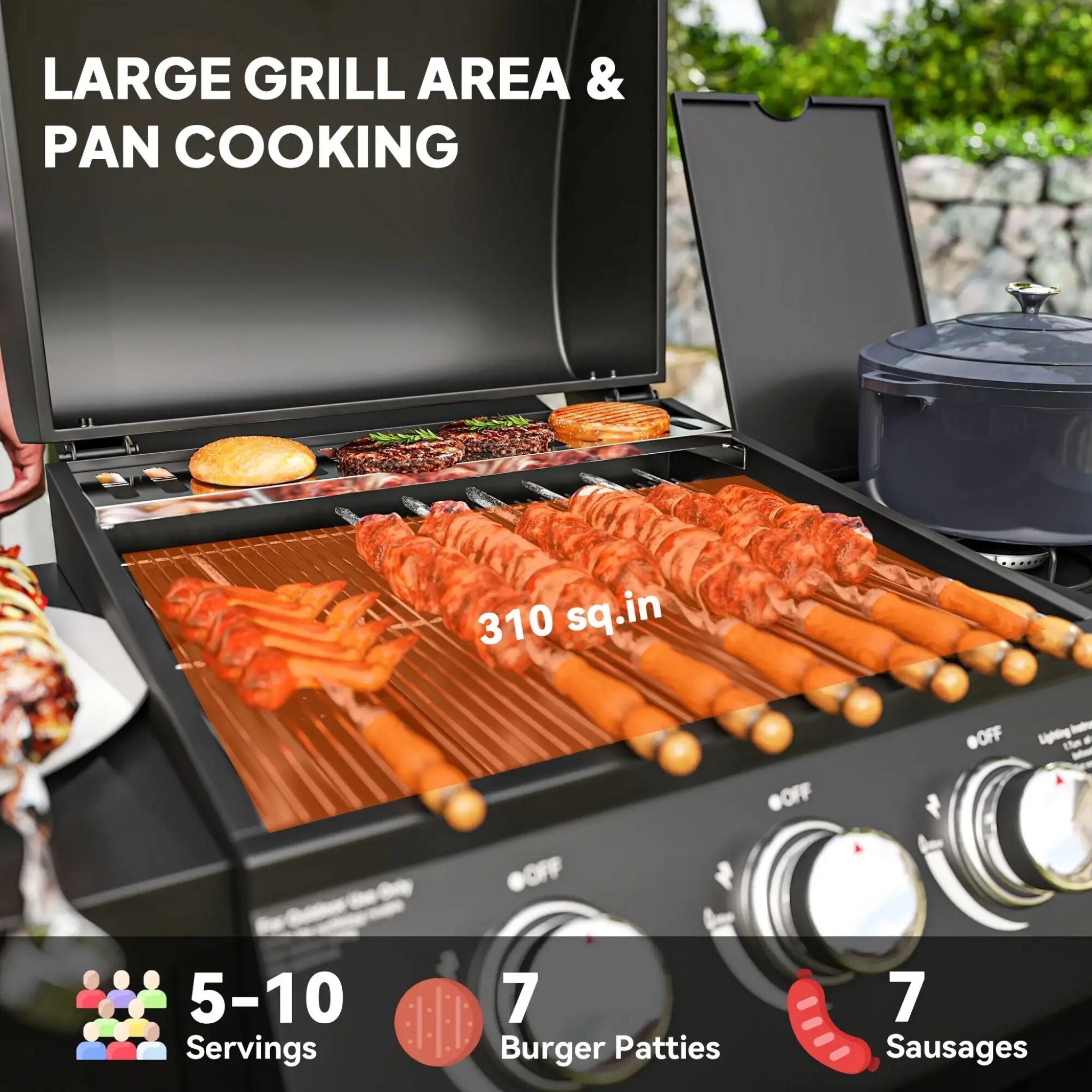 15K BTU Barbecue Propane Liquid Propane Grill With Side Burner